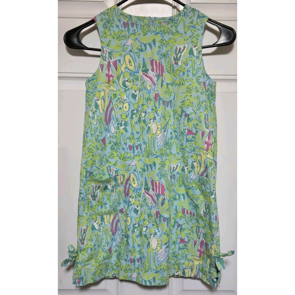 Lilly Pulitzer Frog Shift Dress Girls Teen Size 10‎ Green Band Design